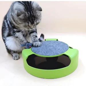 Interactive Spinning Mouse Cat Toy with Scratch Pad Base